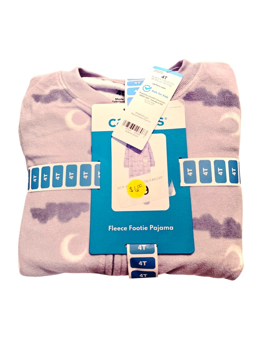 Carter’s Girls 4T Owl Fleece Footie Pajamas Purple NWT